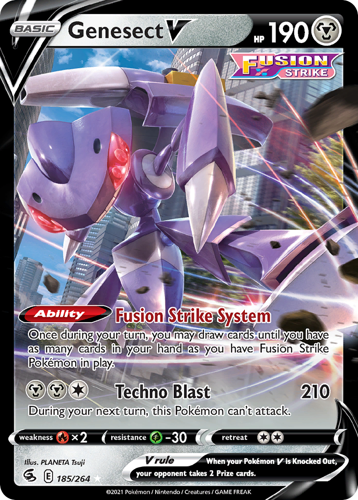 Genesect V 185/264 Holo V Rare Fusion Strike Pokemon