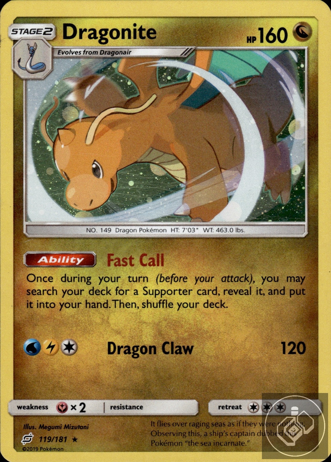 Dragonite 119/181 Holo Rare Team Up Pokemon Holo