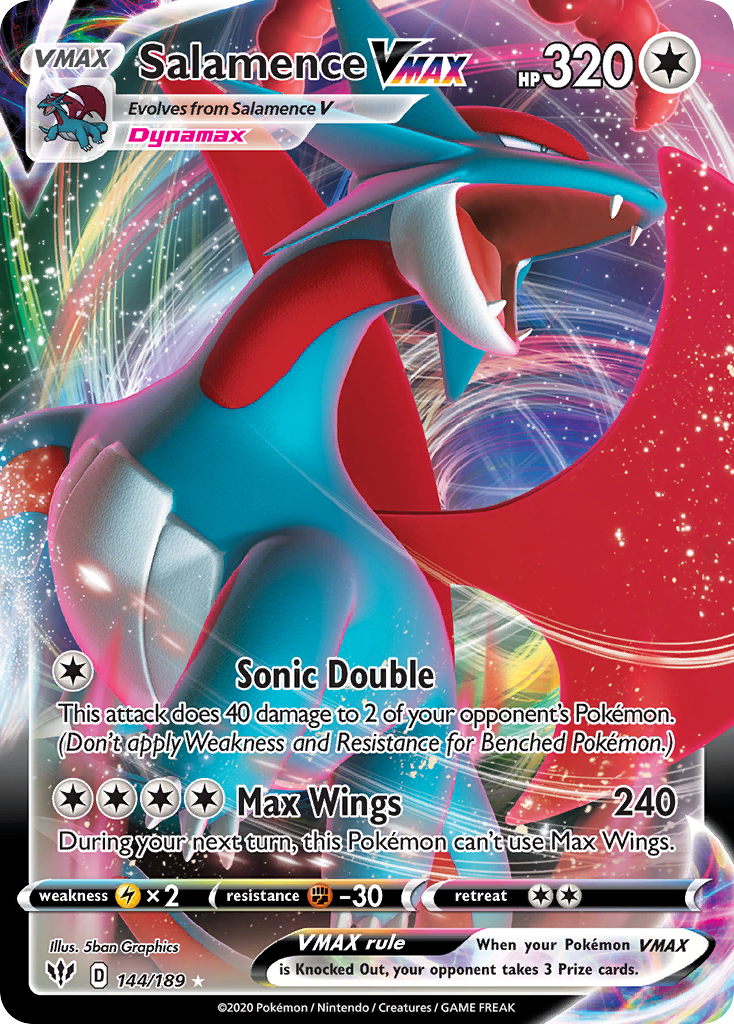 Salamence VMAX 144/189 Holo VMAX Rare Darkness Ablaze Pokemon