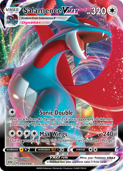 Salamence VMAX 144/189 Holo VMAX Rare Darkness Ablaze Pokemon