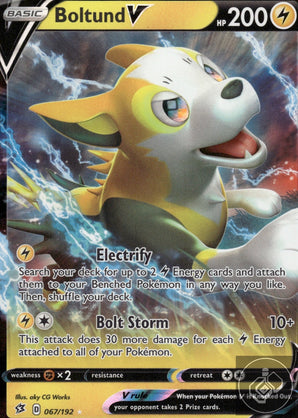 Boltund V 067/192 Holo V Rare Rebel Clash Pokemon