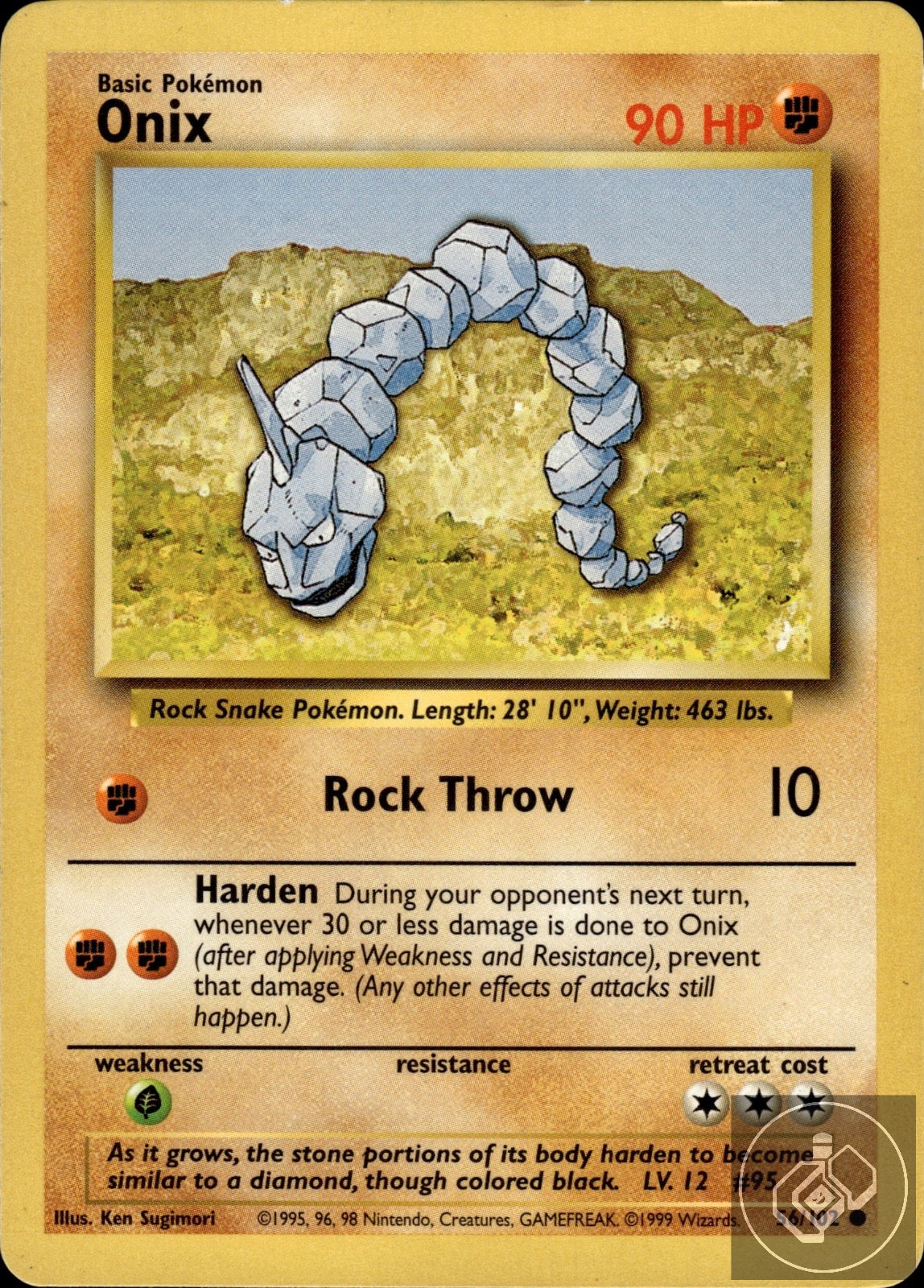 Onix 56/102 Common Base Set Unlimited Pokemon