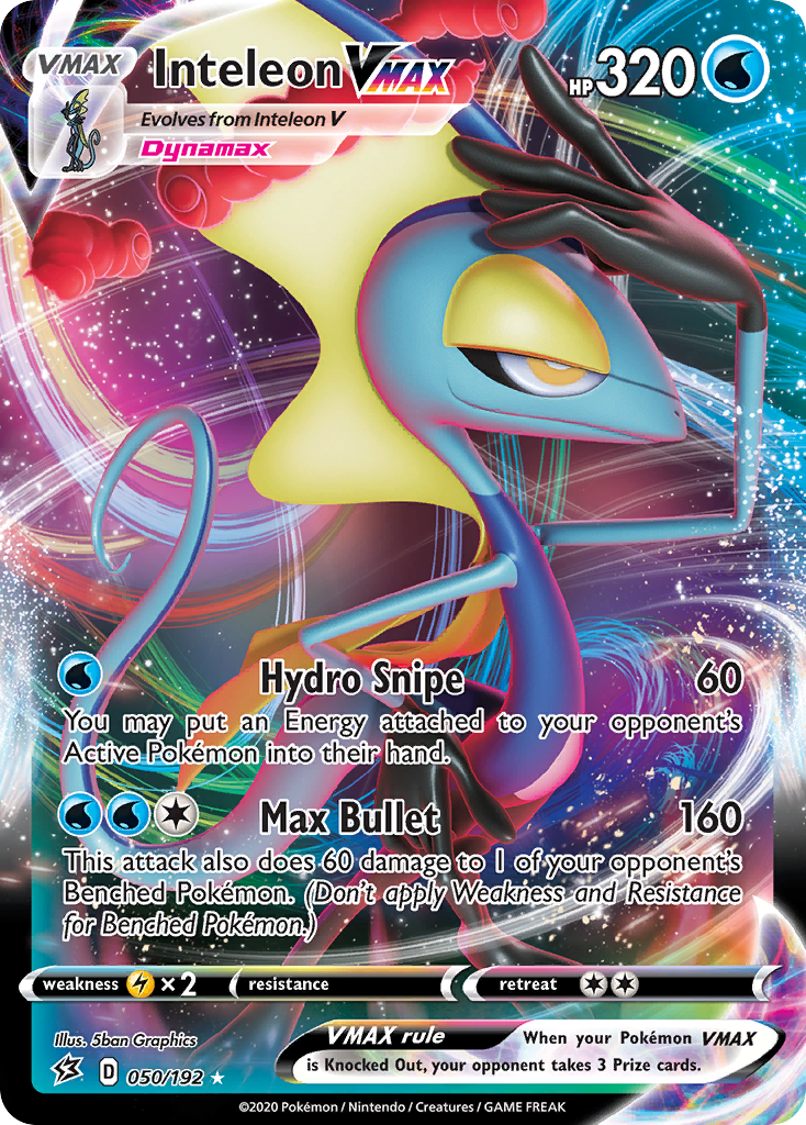 Inteleon VMAX 050/192 Holo VMAX Rare Rebel Clash Pokemon
