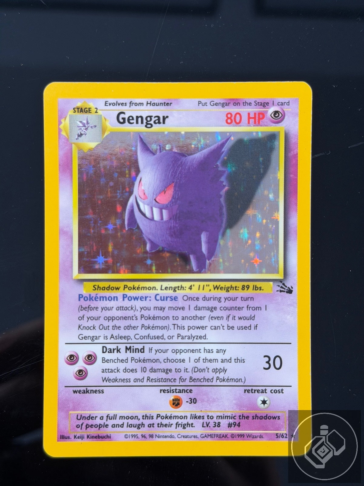 Gengar 5/62 Holo Rare Fossil Pokemon Unlimited Holo