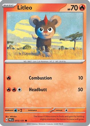 Litleo 015/131 Common Prismatic Evolutions Pokemon Reverse Holo