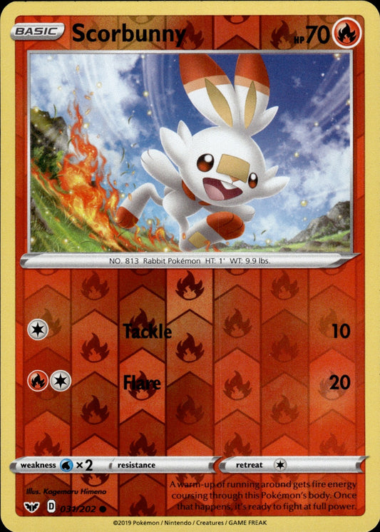 Scorbunny 031/202 Common Sword & Shield Pokemon Reverse Holo