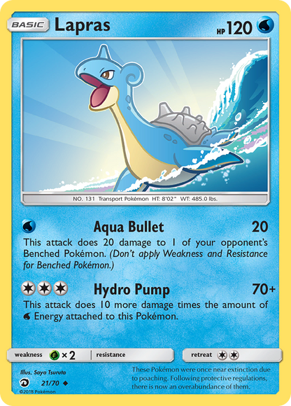 Lapras 21/70 Uncommon Dragon Majesty Pokemon Reverse Holo