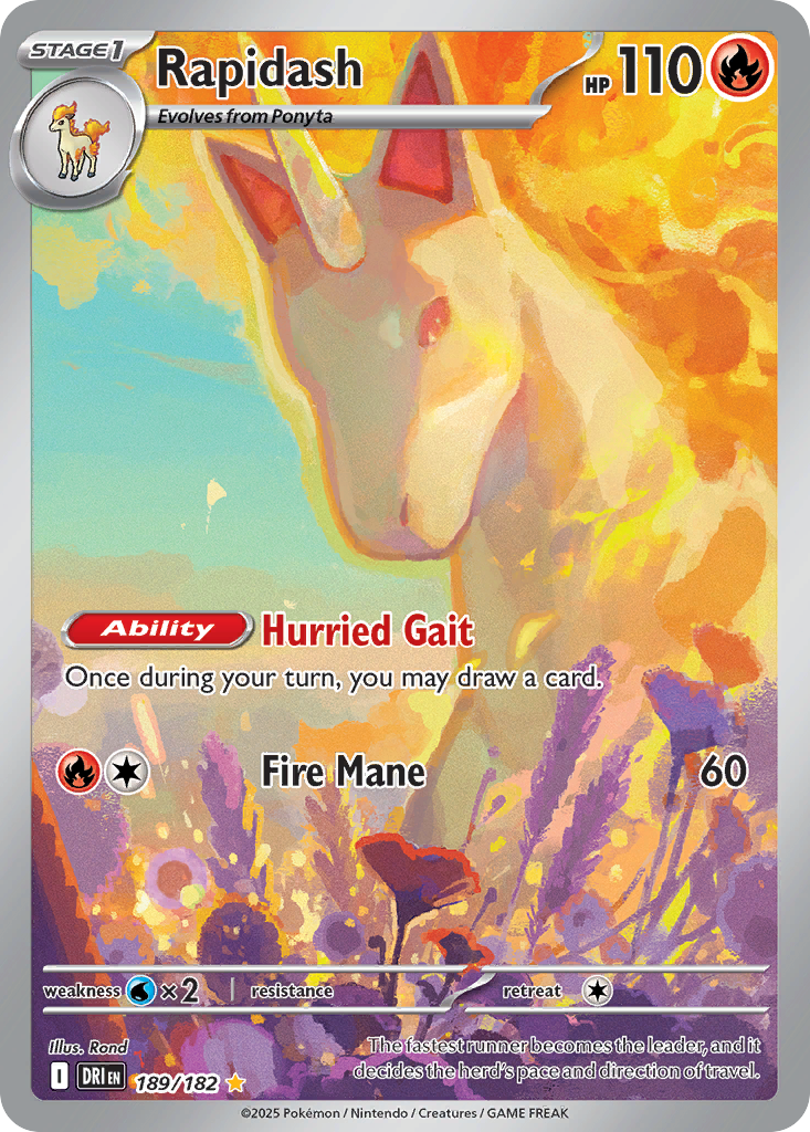 Rapidash 189/182 Illustration Rare Destined Rivals Pokemon