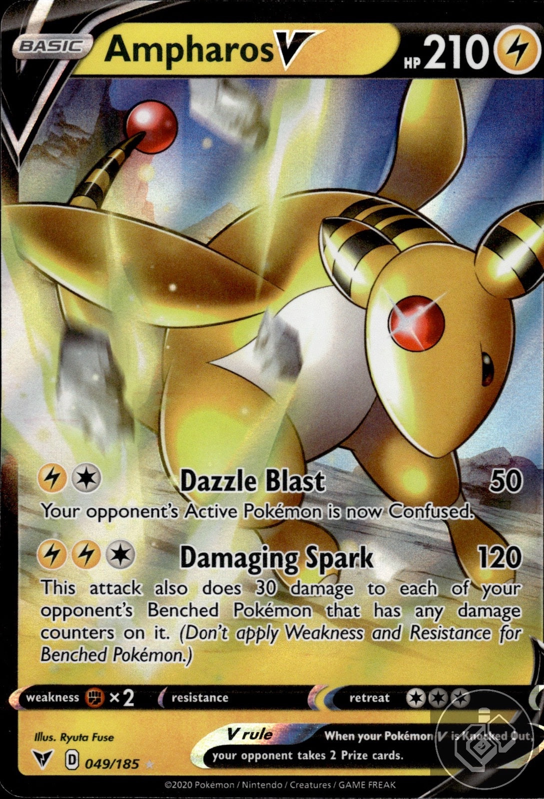 Ampharos V 049/185 Holo V Rare Vivid Voltage Pokemon