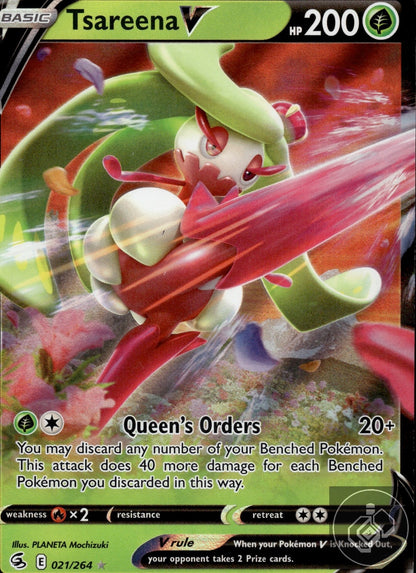 Tsareena V 021/264 Holo V Rare Fusion Strike Pokemon