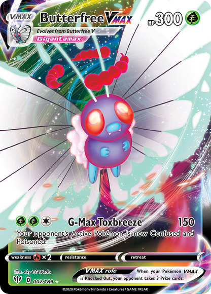 Butterfree VMAX 002/189 Holo VMAX Rare Darkness Ablaze Pokemon
