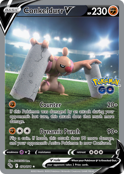 Conkeldurr V 074/078 Ultra Rare Pokemon GO Pokemon Holo