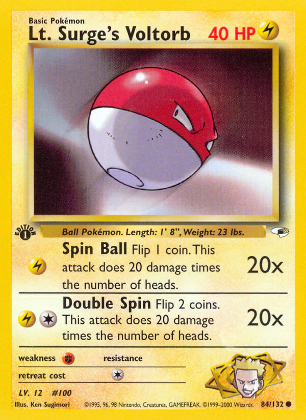 Lt. Surge's Voltorb 84/132 Common Gym Heroes Pokemon Unlimited