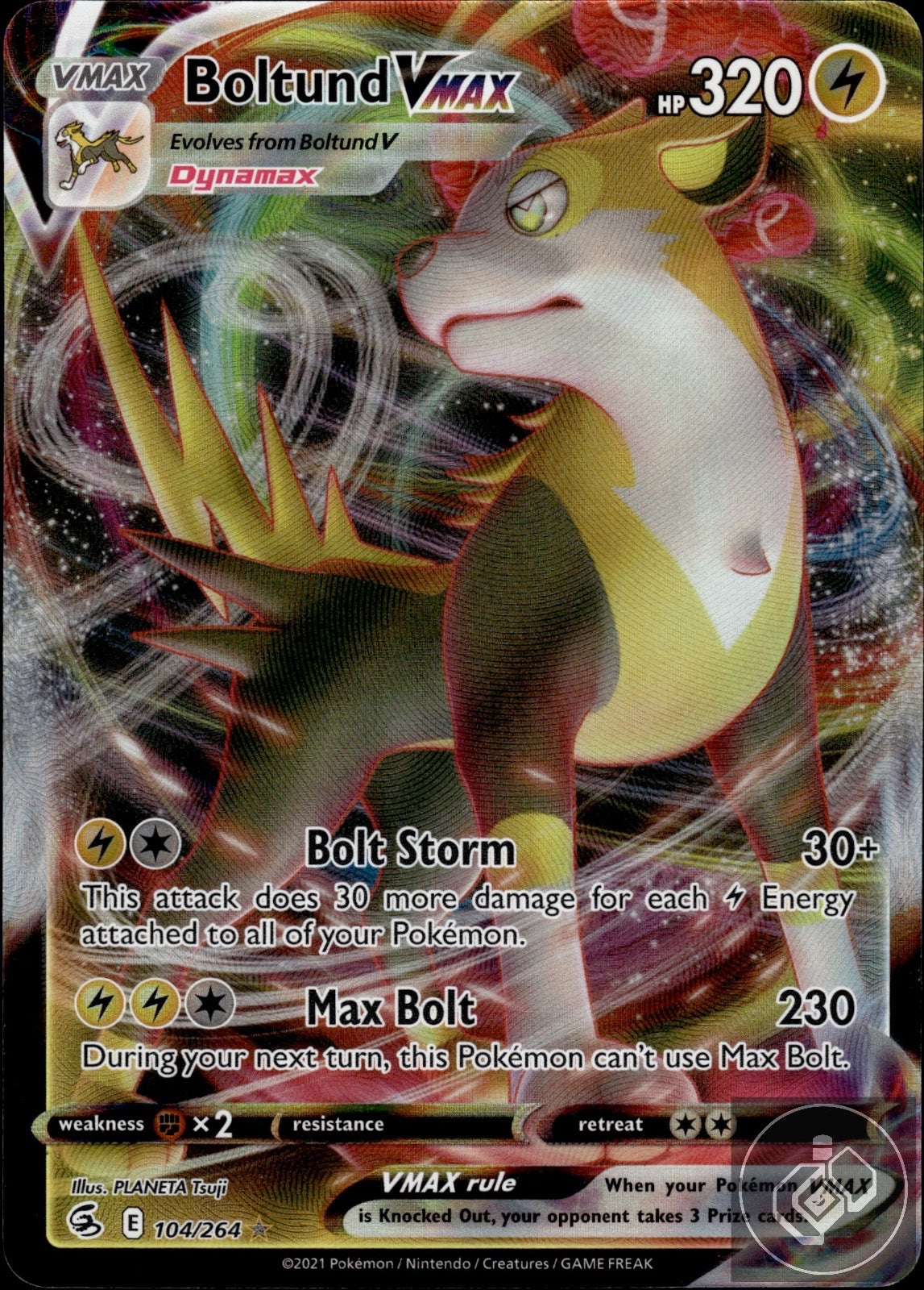 Boltund VMAX 104/264 Holo VMAX Rare Fusion Strike Pokemon