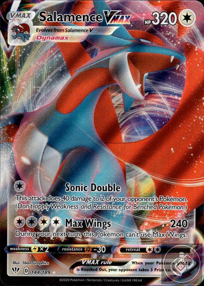 Salamence VMAX 144/189 Holo VMAX Rare Darkness Ablaze Pokemon