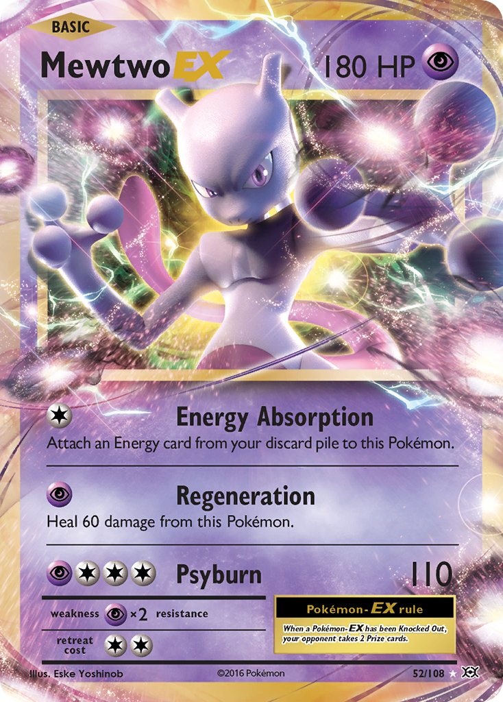 Mewtwo EX 52/108 Holo EX Rare Evolutions Pokemon
