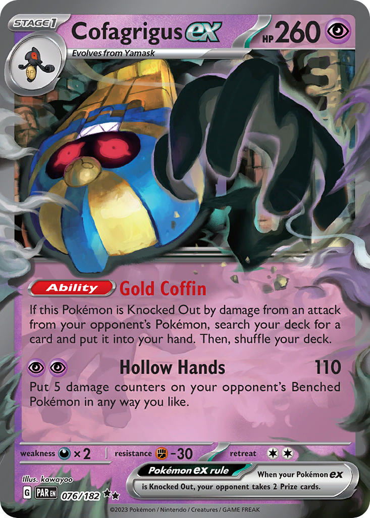 Cofagrigus ex 076/182 Double Rare Paradox Rift Pokemon