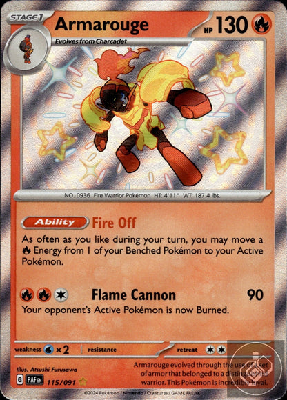 Armarouge 115/091 Shiny Rare Paldean Fates Pokemon