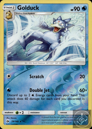 Golduck 29/149 Rare SM Base Set Pokemon Reverse Holo