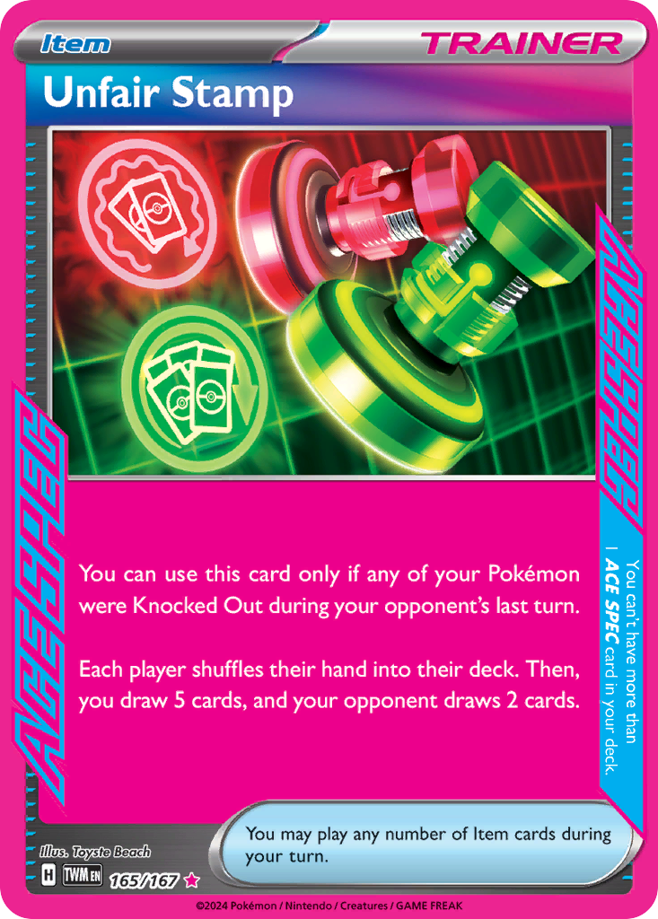 Unfair Stamp 165/167 ACE SPEC Rare Twilight Masquerade Pokemon