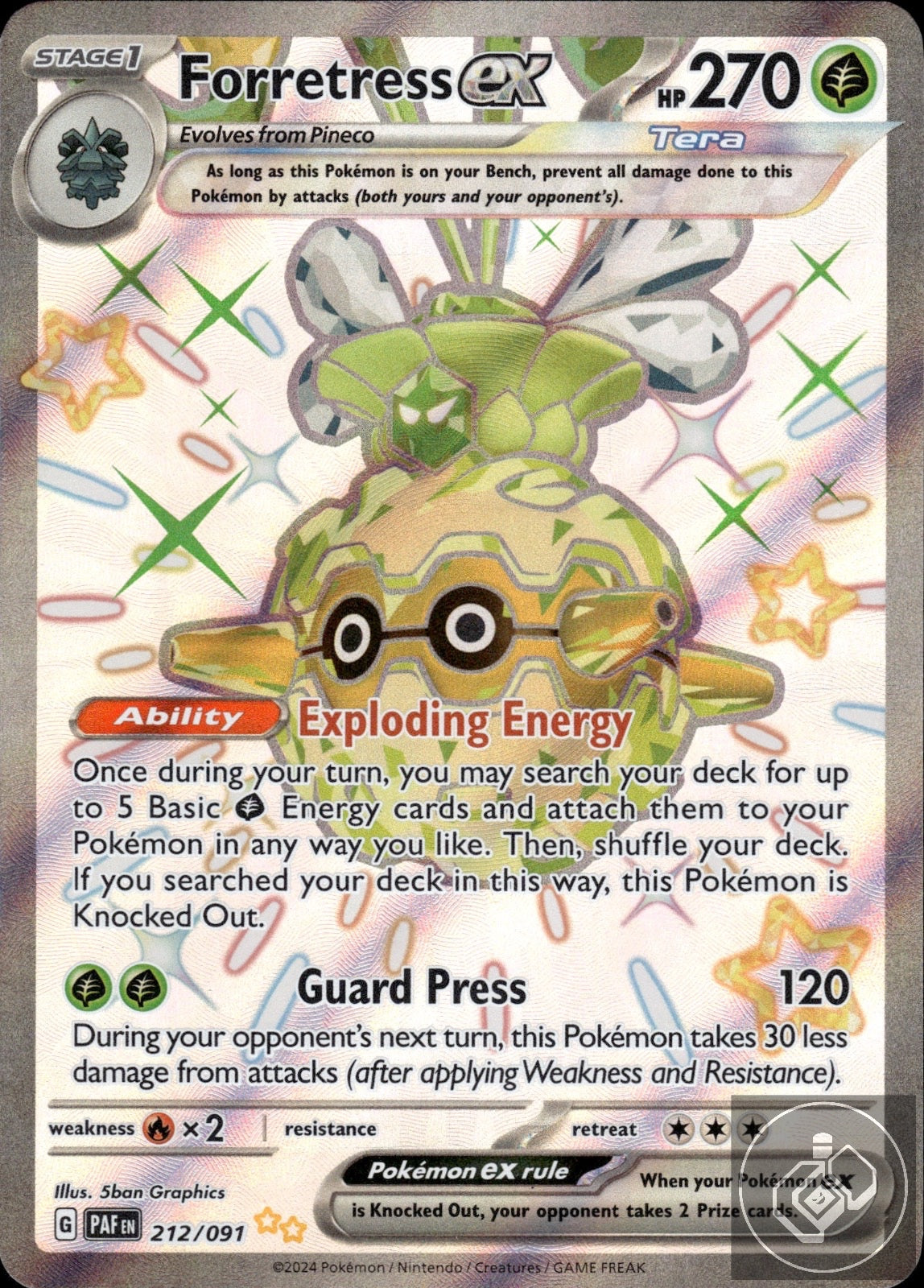 Forretress ex 212/091 Shiny Ultra Rare Paldean Fates Pokemon