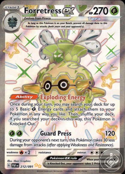 Forretress ex 212/091 Shiny Ultra Rare Paldean Fates Pokemon