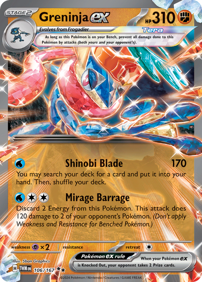 Greninja ex 106/167 Double Rare Twilight Masquerade Pokemon