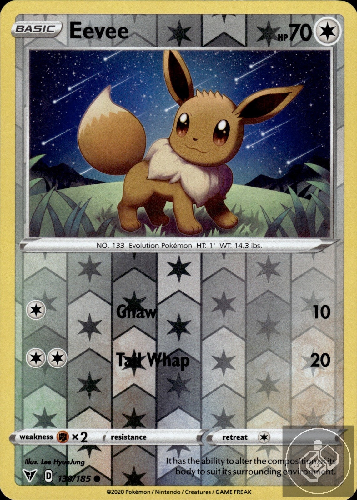 Eevee 130/185 Common Vivid Voltage Pokemon Reverse Holo