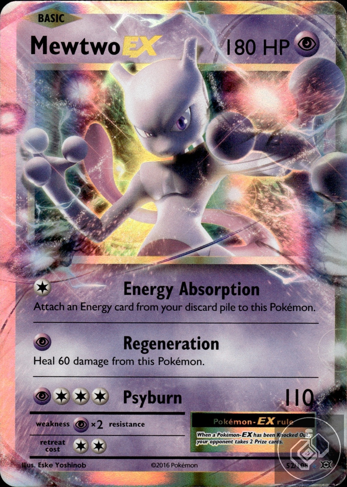 Mewtwo EX 52/108 Holo EX Rare Evolutions Pokemon