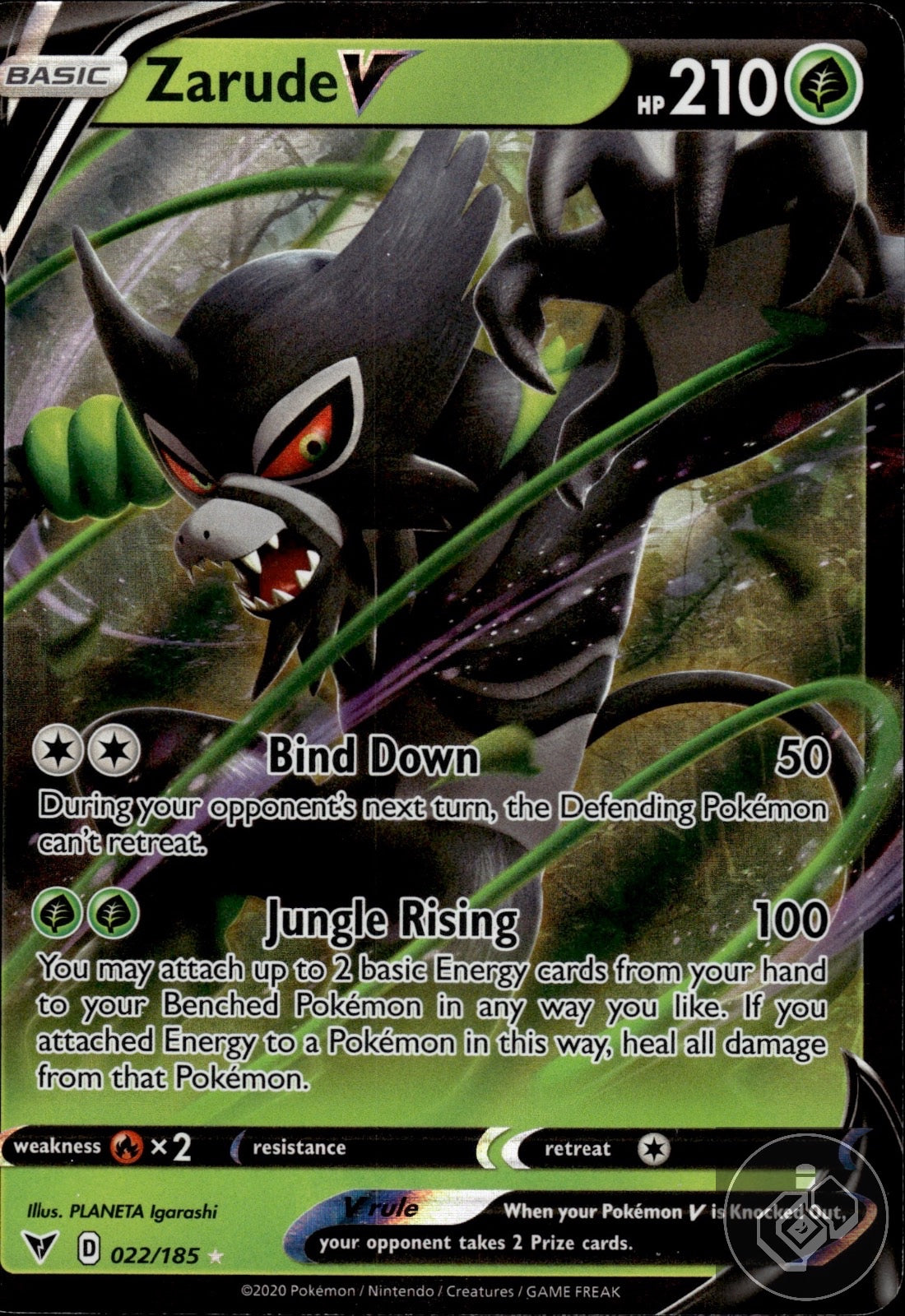 Zarude V 022/185 Holo V Rare Vivid Voltage Pokemon