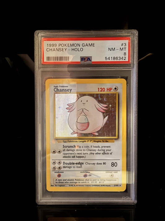 Chansey Holo 3/102 Game Pokemon PSA 8