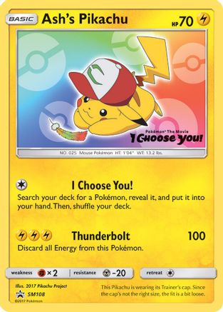 Ash's Pikachu - SM108 Promo Sun & Moon Promo Pokemon