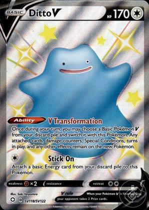 Ditto V SV118/SV122 Holo V Rare Shining Fates Shiny Vault Pokemon