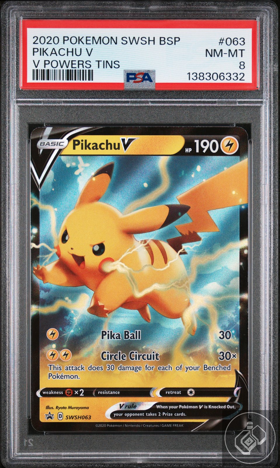 Pikachu V 063 Powers Tins Swsh Black Star Promo Pokemon PSA 8