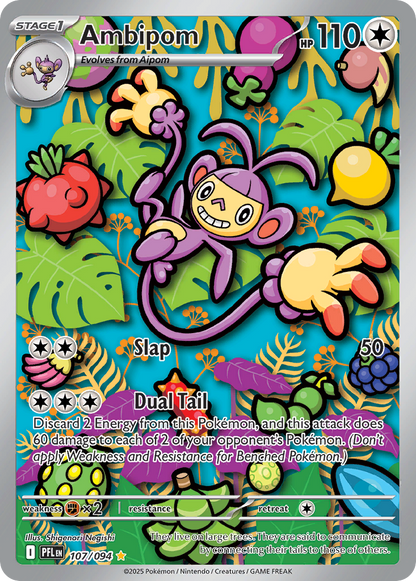 Ambipom 107/094 Illustration Rare Phantasmal Flames Pokemon