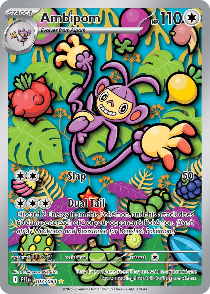 Ambipom 107/094 Illustration Rare Phantasmal Flames Pokemon
