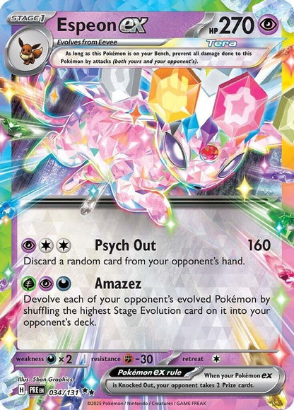 Espeon ex 034/131 Holo Double Rare Prismatic Evolutions Pokemon