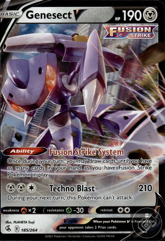 Genesect V 185/264 Holo V Rare Fusion Strike Pokemon