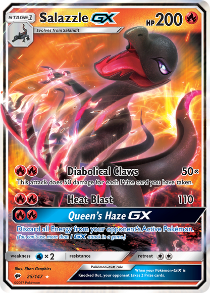 Salazzle GX 25/147 Holo GX Rare Burning Shadows Pokemon