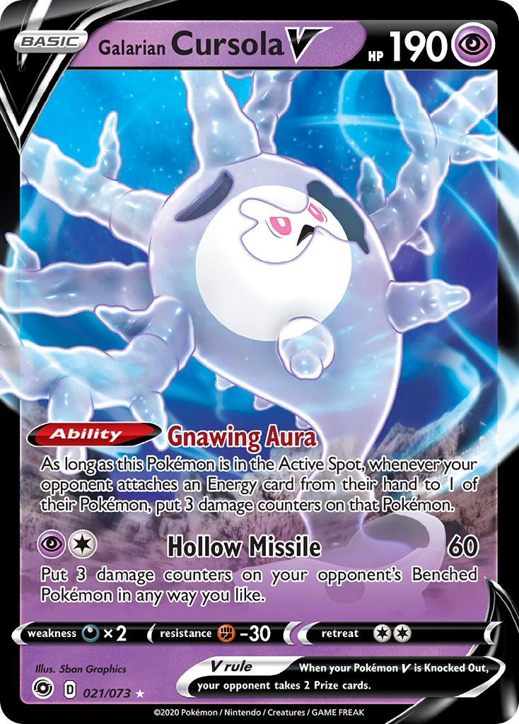 Galarian Cursola V 021/073 Holo V Rare Champion's Path Pokemon