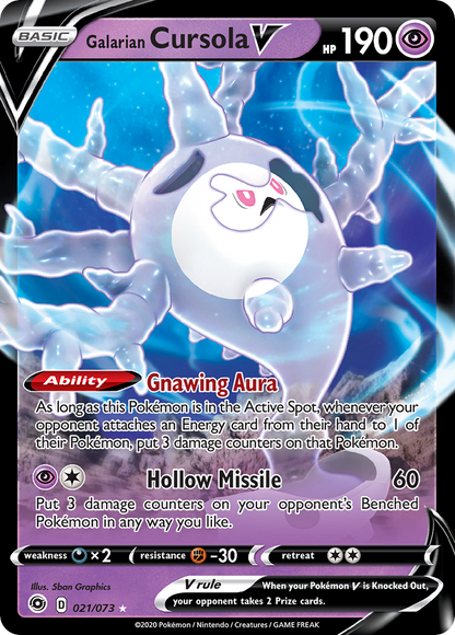 Galarian Cursola V 021/073 Holo V Rare Champion's Path Pokemon