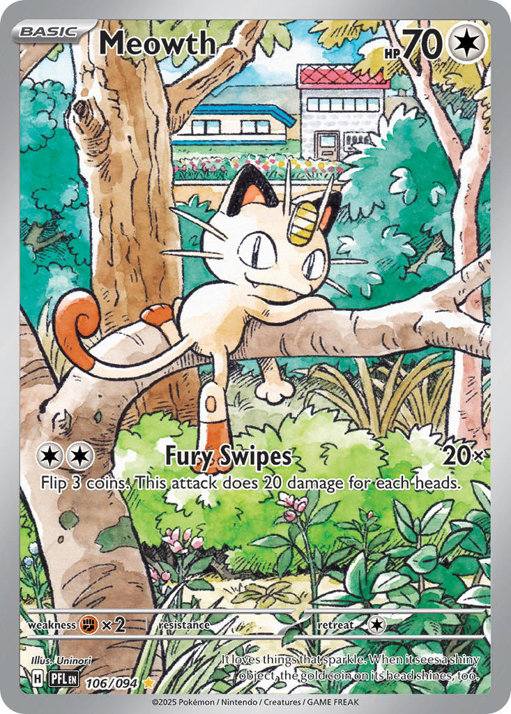Meowth 106/094 Illustration Rare Phantasmal Flames Pokemon