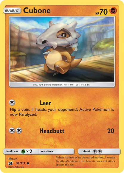 Cubone 52/111 Common Crimson Invasion Pokemon