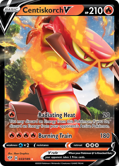 Centiskorch V 033/189 Holo V Rare Darkness Ablaze Pokemon