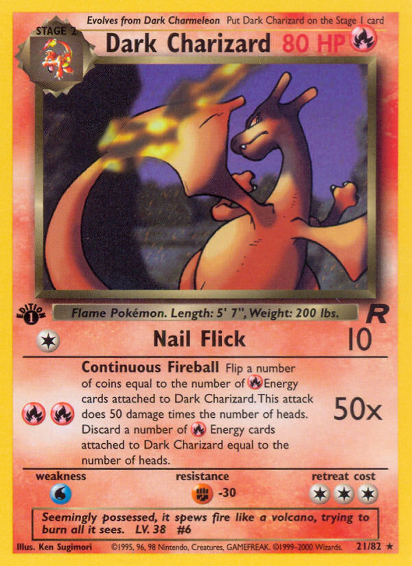 Dark Charizard 21/82 Rare Team Rocket Pokemon 1st Edition