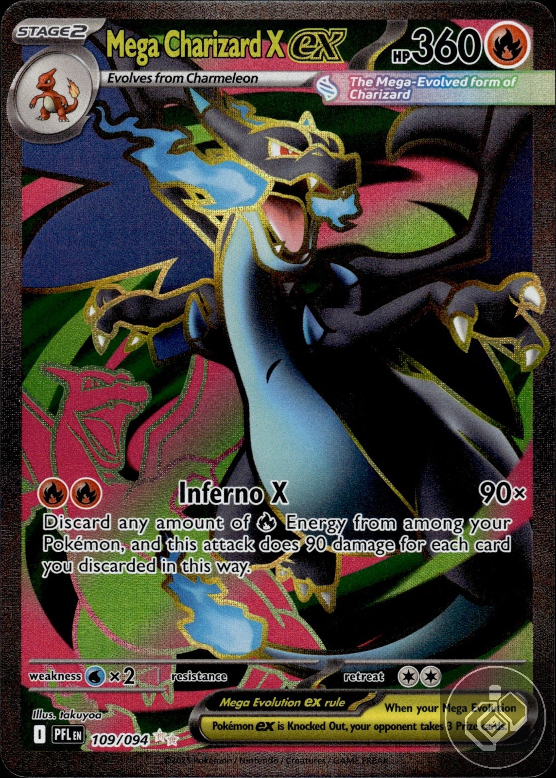 Mega Charizard X ex 109/094 Ultra Rare Phantasmal Flames Pokemon