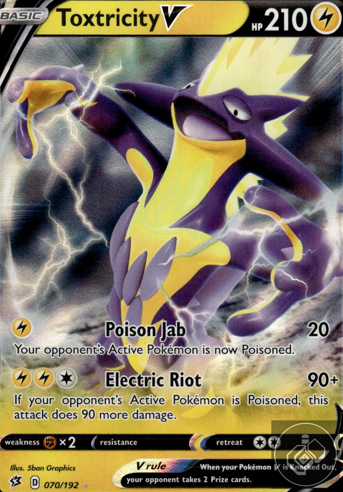 Toxtricity V 070/192 Holo V Rare Rebel Clash Pokemon