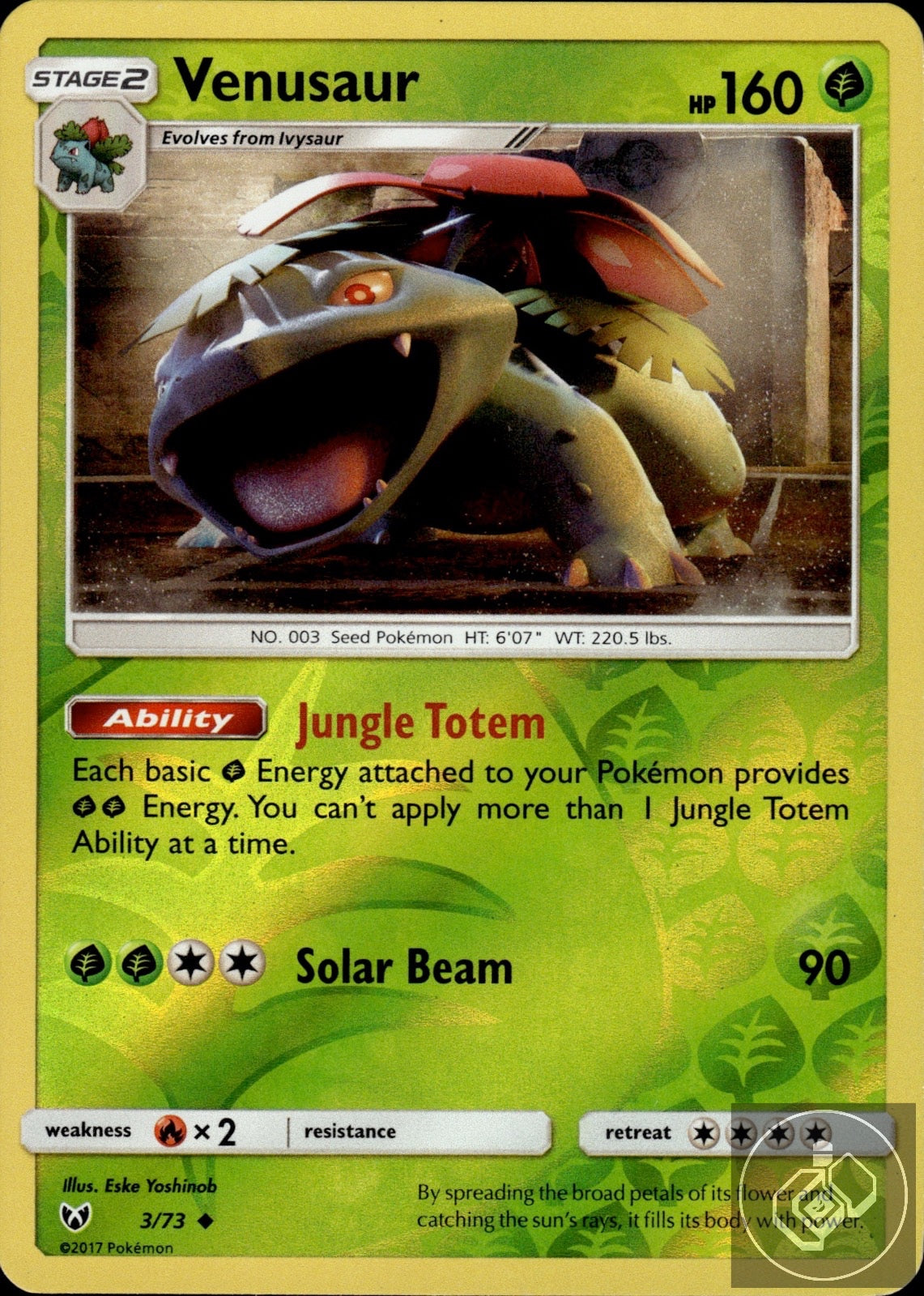 Venusaur 3/73 Uncommon Shining Legends Pokemon Reverse Holo