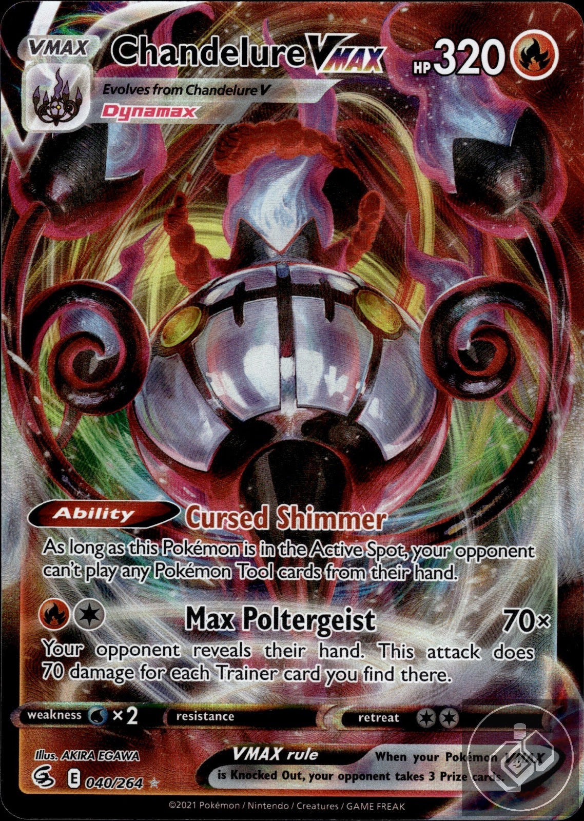 Chandelure VMAX 040/264 Holo VMAX Rare Fusion Strike Pokemon