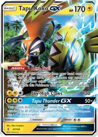 Tapu Koko GX 47/145 Holo Ultra Rare Guardians Rising Pokemon